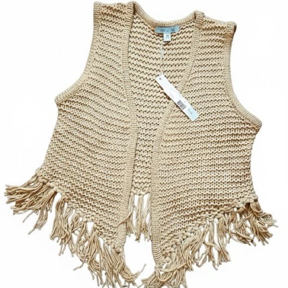 She and Sky Jackets & Blazers - NWT she + sky medium fringe sweater vest